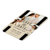 Modernes Light Tan Save the Date 3 Foto Hochzeit Magnet (Linke Seite)