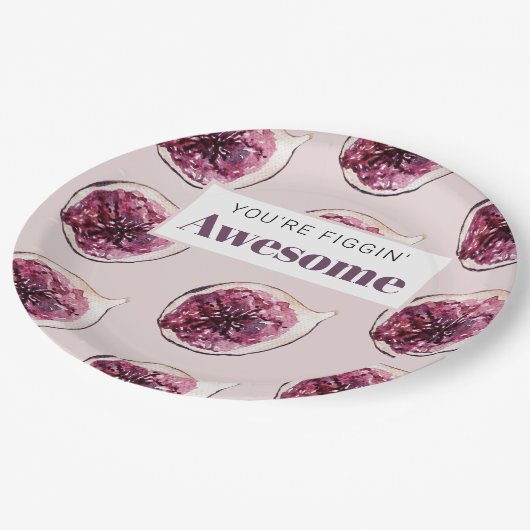 Modernes Lila Abb. Muster und Sie sind Figgin' Pha Pappteller (Schrägansicht)