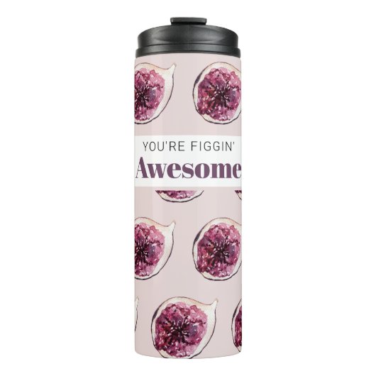 Modernes Lila Abb. Muster und Sie sind Figgin' Pha Thermosbecher (Vorderseite)