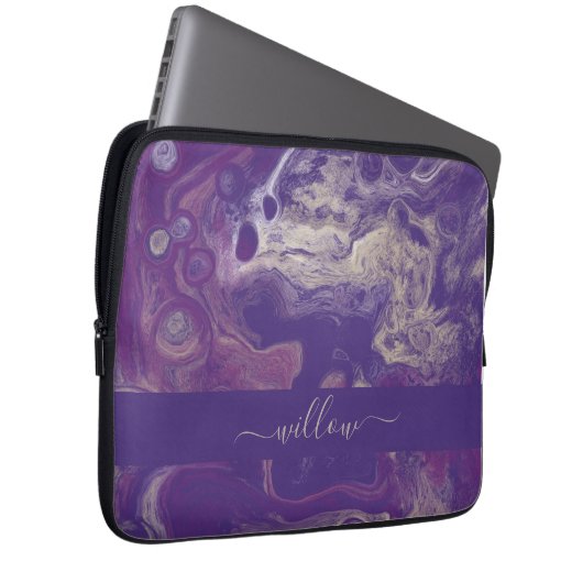 Modernes Lila Abstraktes Farbdruckverfahren Art Mo Laptopschutzhülle (Vorne Rechts)