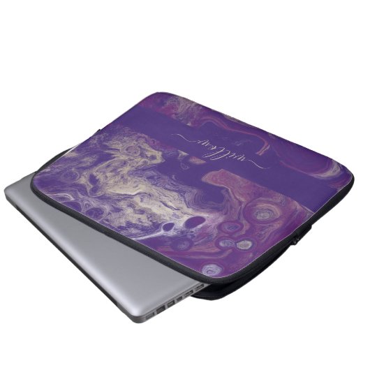 Modernes Lila Abstraktes Farbdruckverfahren Art Mo Laptopschutzhülle (Vorne Knopf)