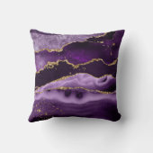 Modernes Lila Agate Gold Glitzer Script Monogram Kissen (Rückseite)