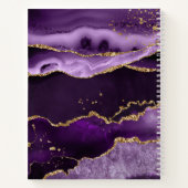 Modernes Lila Agate Gold Glitzer Script Monogram Notizblock (Rückseite)