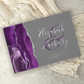 Modernes Lila Agate Silver Script grau Gästebuch