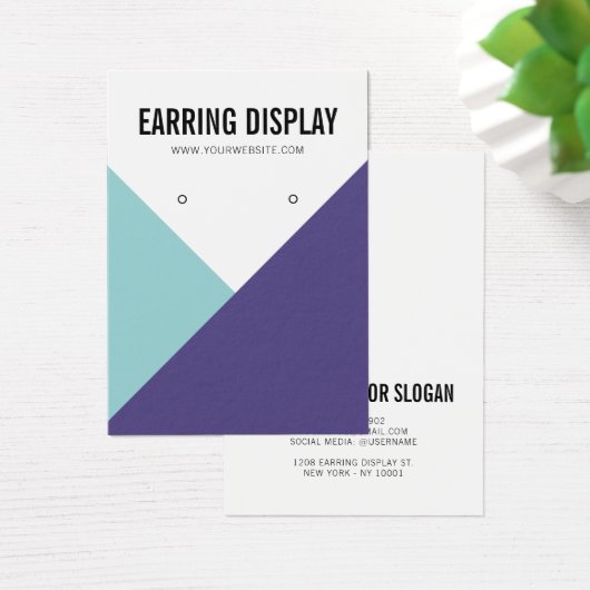 Modernes lila aquamarines Farbblocklogo Ohranzeige (Schreibtisch)