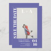 Modernes lila-blaues Foto Save the Date (Vorne/Hinten)