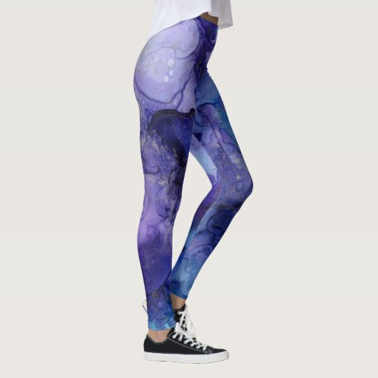 Modernes lila blaues Spritzer Leggings (Rechts)