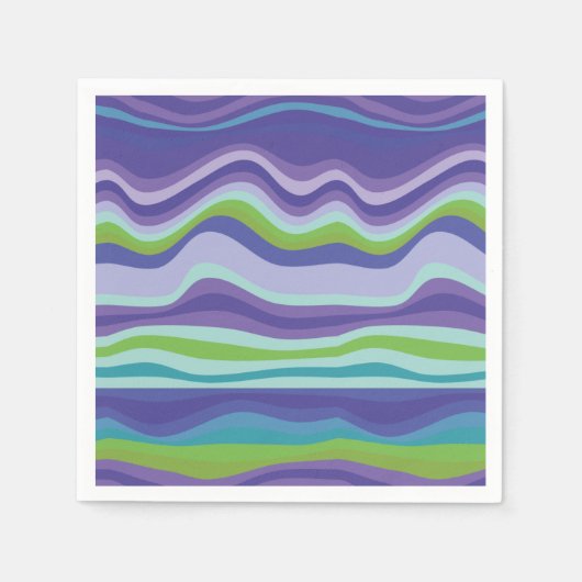 Modernes Lila Blaues Wavy-Muster Serviette (Vorderseite)