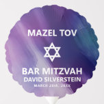 Modernes Lila Blue Star David Bar Mitzvah Hebrew Ballon<br><div class="desc">Schöne religiöse jüdische Bar Mitzvah Mazel Tov Ballons.. Modernes und dennoch elegantes Aquarelldesign in marineblau-lila Farben. White Star von David in mittleren modernen Drehbüchern. 'Wird an die TORAH als Bar Mitzvah gerufen'. Präfekt für den 13-jährigen Sohn, Junge. Einfach zu bearbeiten - einfach Ihre Informationen / Text hinzufügen.hebräischer Name und Kartenrückseite...</div>