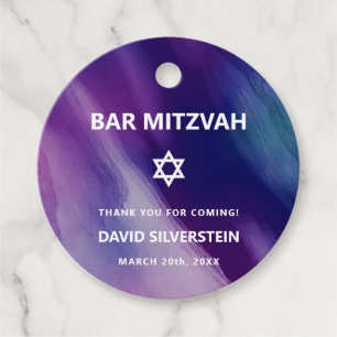 Modernes Lila Blue Star David Bar Mitzvah Hebrew Geschenkanhänger