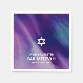 Modernes Lila Blue Star David Bar Mitzvah Hebrew Serviette