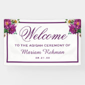 Modernes lila Blumenbaby-Mädchen Aqiqah Banner (Horizontal)