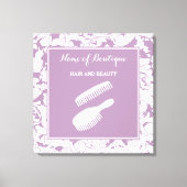 Modernes Lila Blumenbeauty Boutique Zeichen Leinwanddruck (Vorderseite)