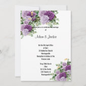 Modernes Lila, blumengeschmücktes, weißes Lilac-WE Einladung (Vorderseite)