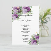 Modernes Lila, blumengeschmücktes, weißes Lilac-WE Einladung (Stehend Vorderseite)