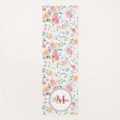 Modernes lila Blumenmuster Aquarell Monogramm Yogamatte (Vorderseite)