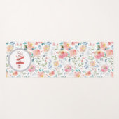 Modernes lila Blumenmuster Aquarell Monogramm Yogamatte (Vorderseite (Horizontal))