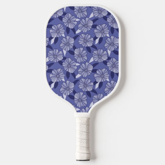 Modernes Lila Blumenmuster Pickleball Schläger (Vorderseite)