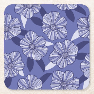 Modernes Lila Blumenmuster Rechteckiger Pappuntersetzer
