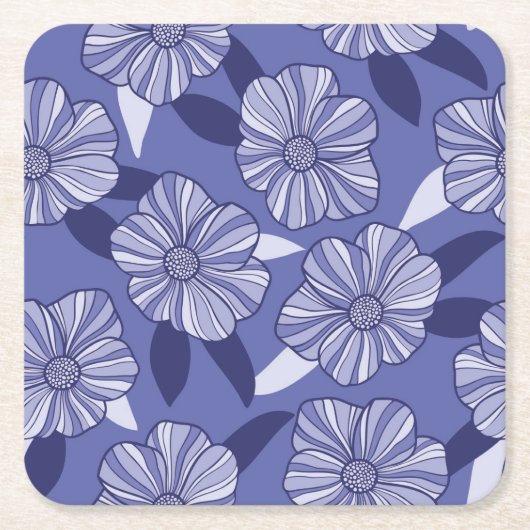 Modernes Lila Blumenmuster Rechteckiger Pappuntersetzer (Vorderseite)