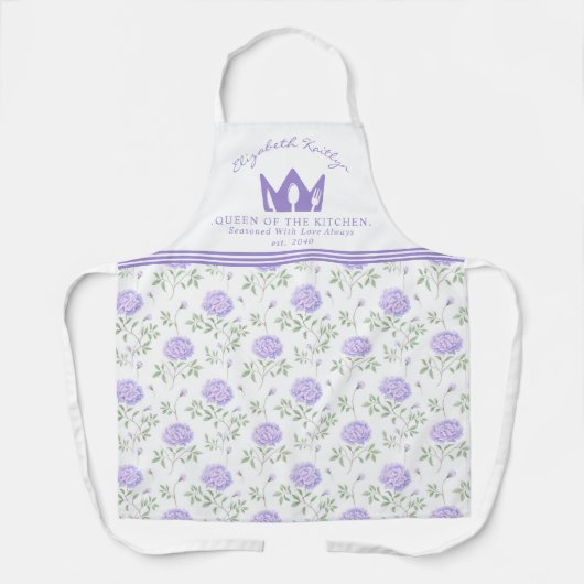 Modernes Lila Blumenmuster Schürze (Vorderseite)