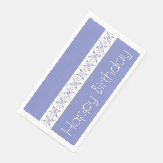 Modernes Lila Blumenmuster Serviette (Ecke)