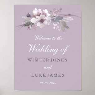 Modernes Lila Blumenwasser-Hochzeitsposter Poster