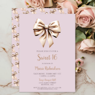 Modernes, Lila Coquette Bow Sweet 16 Einladung