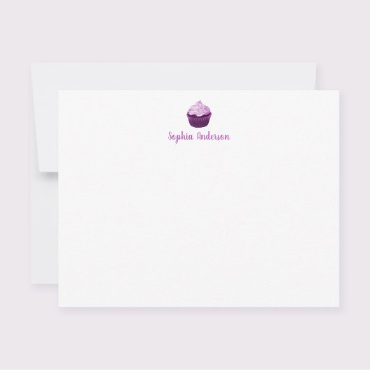 Modernes Lila Cupcake Personalisiert Stationery Fl Mitteilungskarte