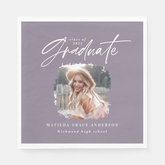 Modernes lila Drehbuch Foto Eleganter Abschluss du Serviette (Vorderseite)