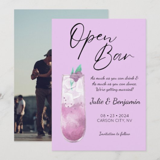 Modernes Lila Foto Save The Date (Vorne/Hinten)