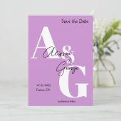 Modernes Lila Foto Save The Date (Stehend Vorderseite)