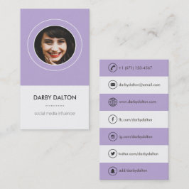 Modernes lila Foto-Sozialmedium-Geschäfts-Karte Visitenkarte