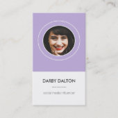 Modernes lila Foto-Sozialmedium-Geschäfts-Karte Visitenkarte (Vorderseite)