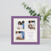 Modernes Lila Foto und Creme Save the Date (Stehend Vorderseite)