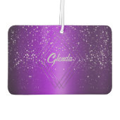 Modernes, Lila gebürstetes Metall mit Silver Monog Autolufterfrischer (Rückseite)