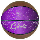 Modernes, Lila gebürstetes Metall mit Silver Monog Basketball (Vorderseite)