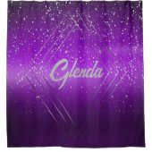 Modernes, Lila gebürstetes Metall mit Silver Monog Duschvorhang (Vorderseite)