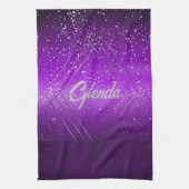 Modernes, Lila gebürstetes Metall mit Silver Monog Geschirrtuch (Vertikal)