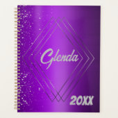 Modernes, Lila gebürstetes Metall mit Silver Monog Planer (Vorderseite)