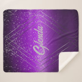 Modernes, Lila gebürstetes Metall mit Silver Monog Sherpadecke (Vorderseite (Horizontal))