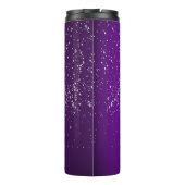 Modernes, Lila gebürstetes Metall mit Silver Monog Thermosbecher (Rückseite)
