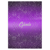 Modernes, Lila gebürstetes Metall mit Silver Monog Tischdecke (Vorderseite)