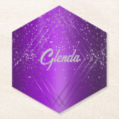 Modernes, Lila gebürstetes Metall mit Silver Monog Untersetzer (Vorderseite)