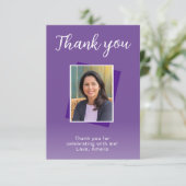 Modernes Lila GeburtstagsFoto Dankeskarte (Stehend Vorderseite)