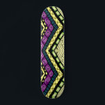 Modernes Lila-gelbes Tribal-Muster Skateboard<br><div class="desc">Dieses stilvolle Design besticht durch ein Stammemuster in einem modernen lila und sanften Gelb. #tribal #modern #chic #stylish #pattern #girly #feminine #Ethnic #lila #yellow #elegant #trendy #fun #cool #skateboard #skateboard #skateboard #skateboarder #sports #outdoor #sportsequipment #gifts #giftsforher</div>