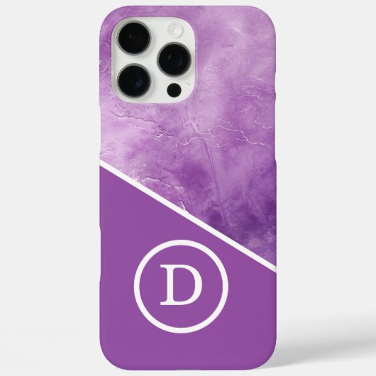 Modernes Lila geometrisches Monogramm Case-Mate iPhone Hülle (Rückseite)