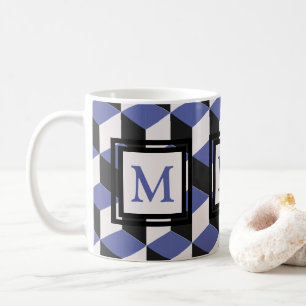 Modernes Lila geometrisches Mustermonogramm Kaffeetasse