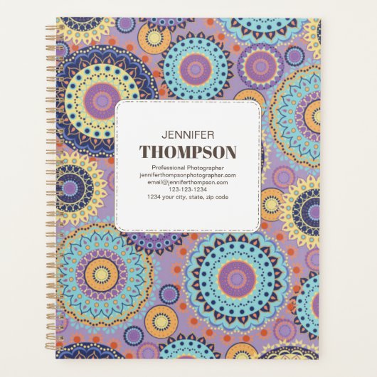 Modernes Lila geometrisches Personalisiert Planer (Vorderseite)