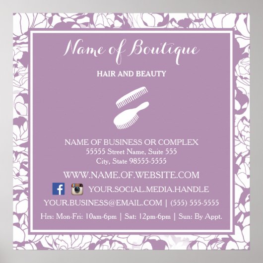 Modernes Lila Girl Salon Poster (Vorne)